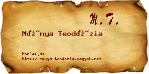 Mánya Teodózia névjegykártya